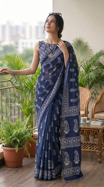 Pure Cotton Mulmul Sarees Wholesale – Lightweight Sarees with Running Blouse