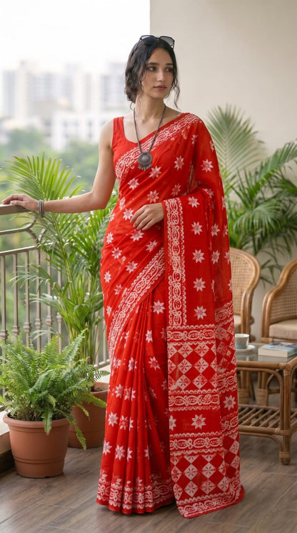 Wholesale Cotton Mulmul Sarees – Pure 92×80 Mulmul with Running Blouse