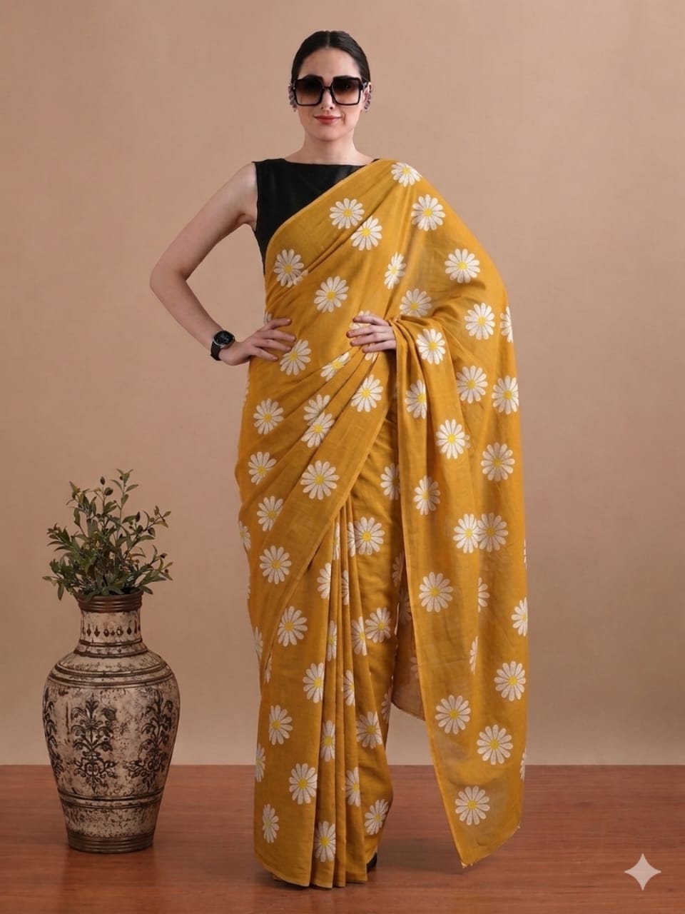 Hand Block Printed Cotton Mulmul Sarees Wholesale – Pure Mulmul with Running Blouse
