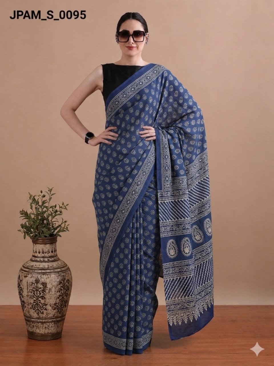 Hand Block Printed Cotton Mulmul Sarees Wholesale – Pure Mulmul with Running Blouse