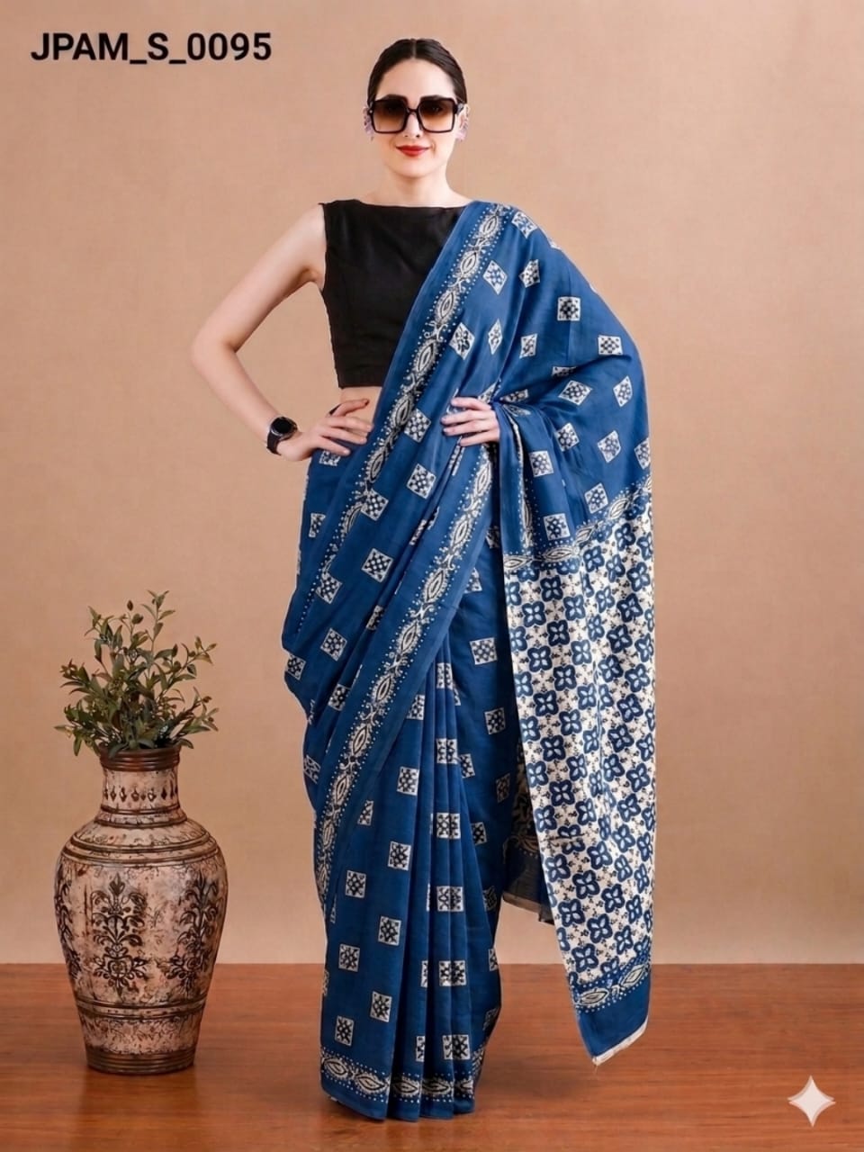 Hand Block Printed Cotton Mulmul Sarees Wholesale – Pure Mulmul with Running Blouse