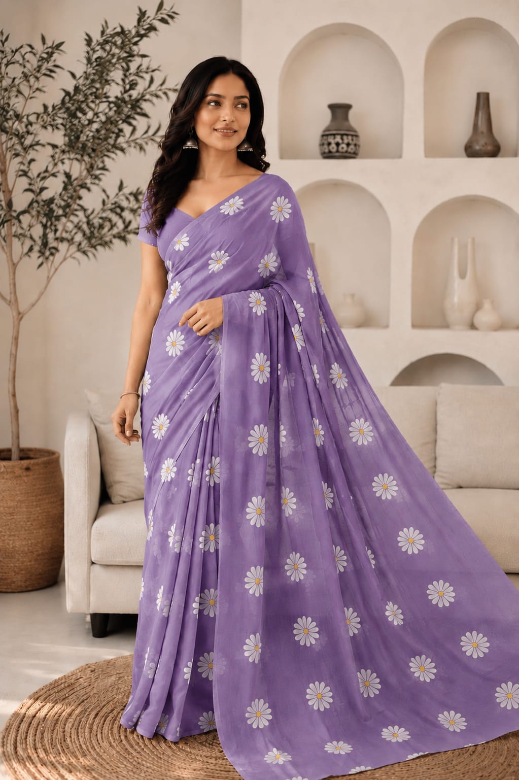 Hand Block Printed Cotton Mulmul Sarees Wholesale – Pure Mulmul with Running Blouse