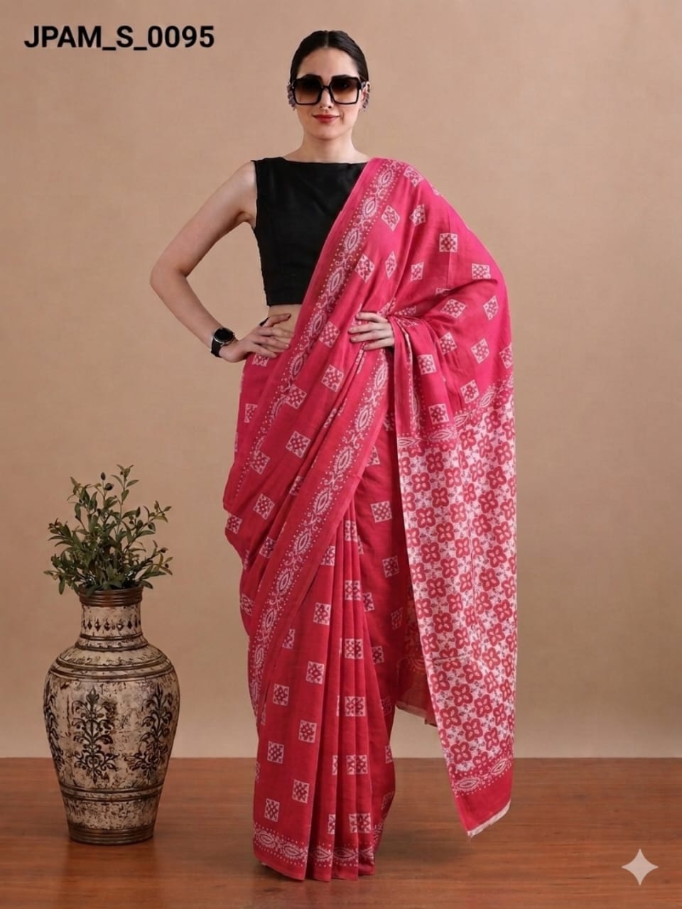 Hand Block Printed Cotton Mulmul Sarees Wholesale – Pure Mulmul with Running Blouse