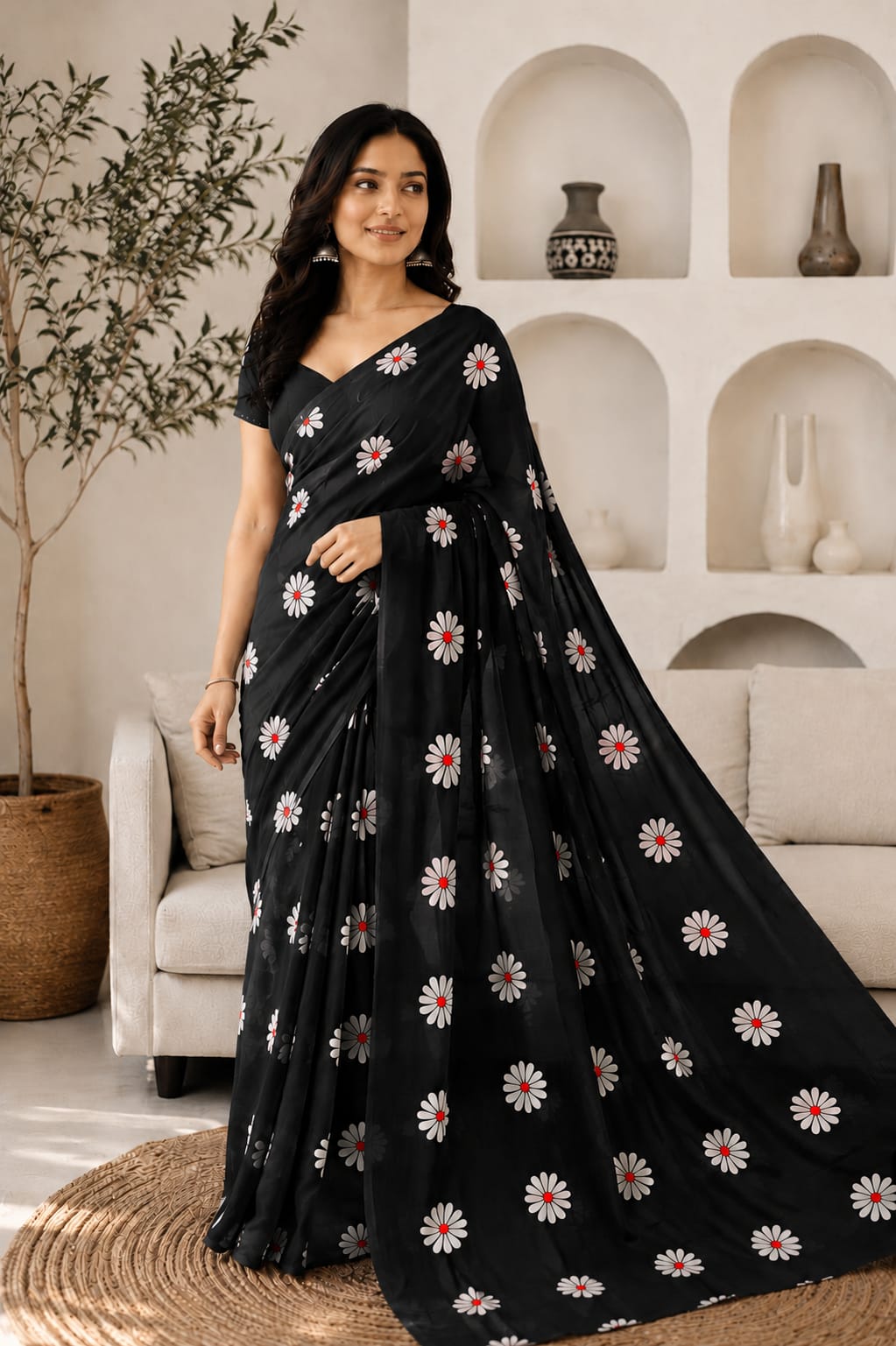 Hand Block Printed Cotton Mulmul Sarees Wholesale – Pure Mulmul with Running Blouse