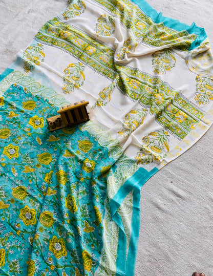 Hand Block Printed Georgette Sarees Wholesale – Natural Dyed Premium Sarees