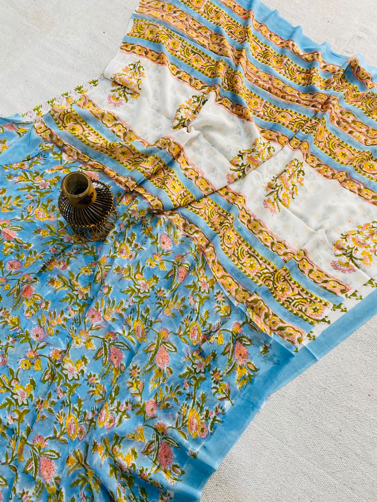 Hand Block Printed Georgette Sarees Wholesale – Natural Dyed Premium Sarees