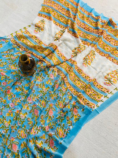 Hand Block Printed Georgette Sarees Wholesale – Natural Dyed Premium Sarees