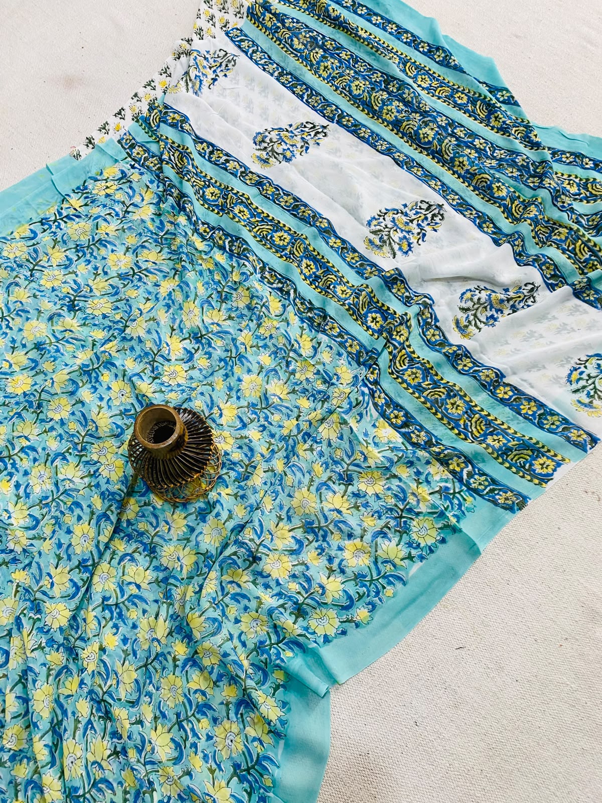 Wholesale Georgette Sarees – Hand Block Printed Natural Dyed Premium Sarees