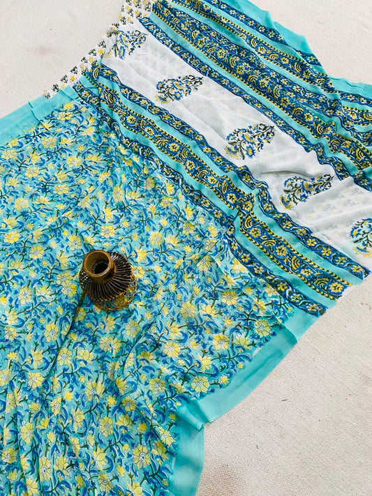 Wholesale Georgette Sarees – Hand Block Printed Natural Dyed Premium Sarees