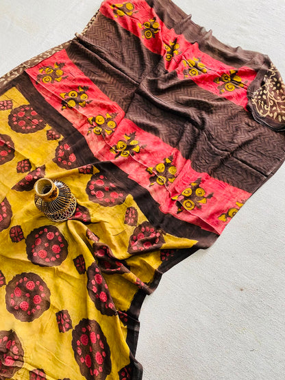 Wholesale Georgette Sarees – Hand Block Printed Natural Dyed Premium Sarees