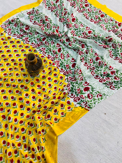 Wholesale Georgette Sarees – Hand Block Printed Natural Dyed Premium Sarees