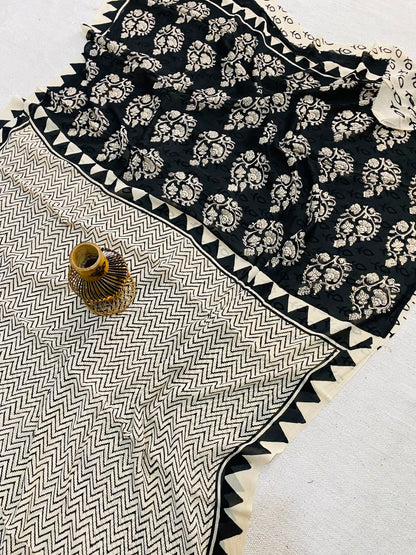 Natural Hand Block Printed Georgette Sarees Wholesale