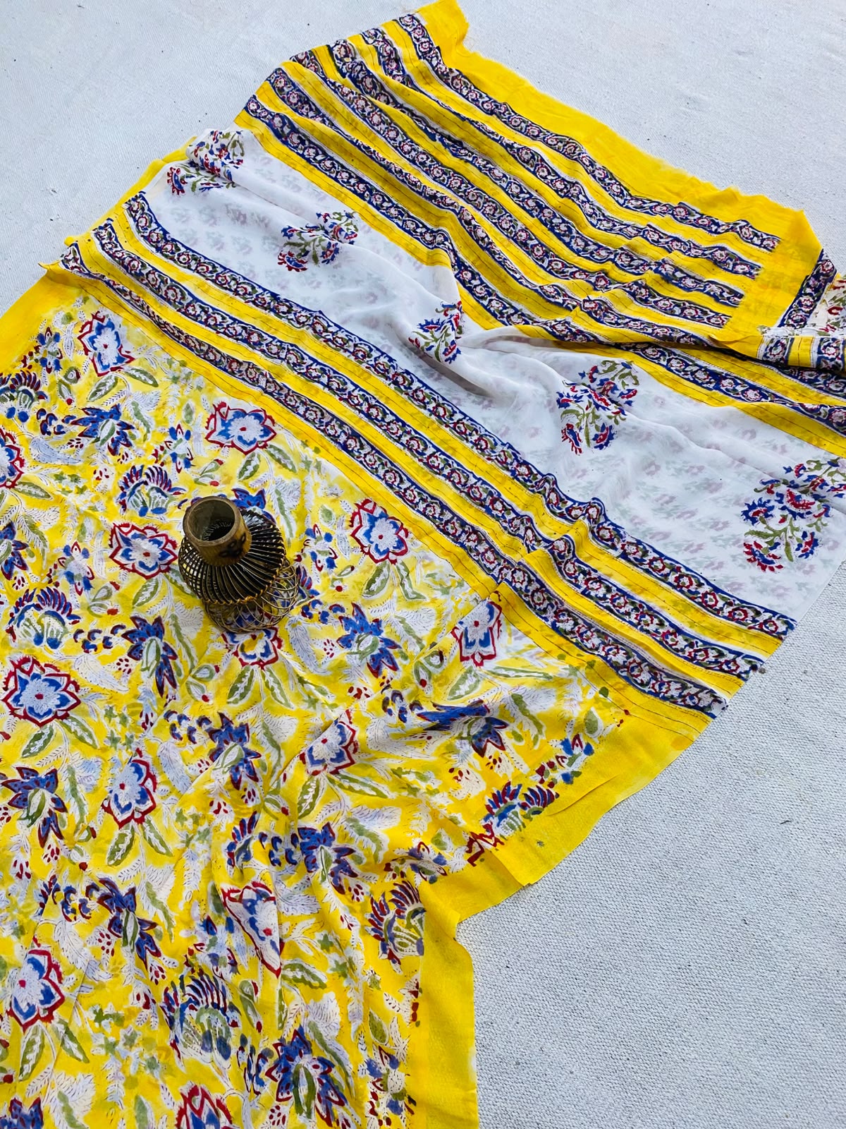 Natural Hand Block Printed Georgette Sarees Wholesale