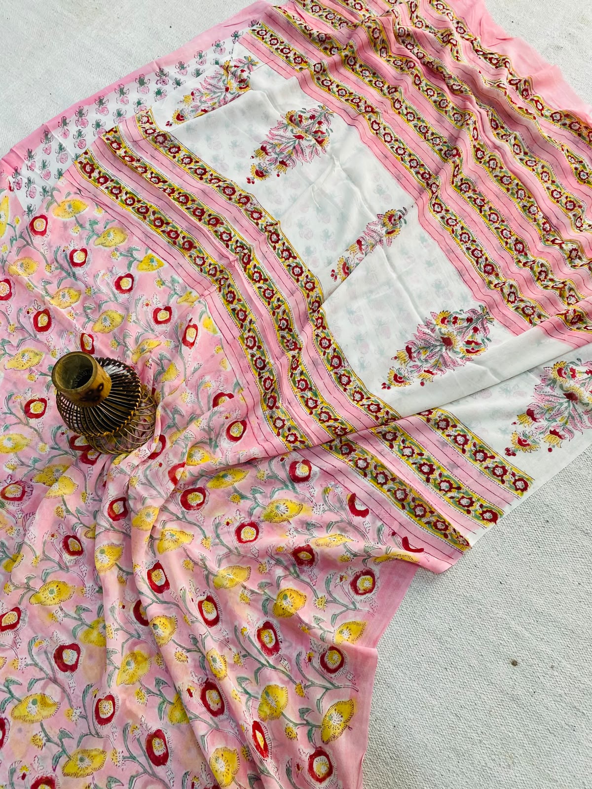 Natural Hand Block Printed Georgette Sarees Wholesale