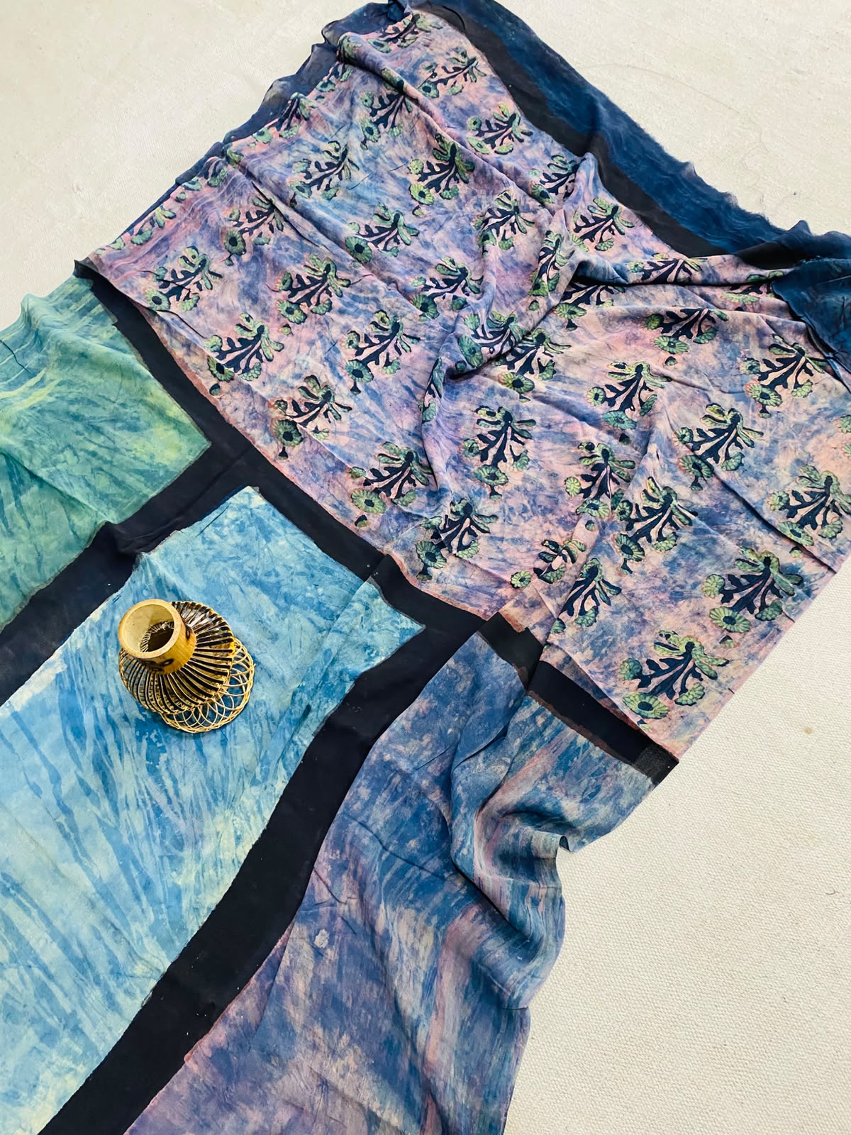 Natural Hand Block Printed Georgette Sarees Wholesale