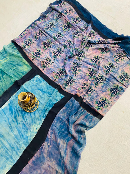 Natural Hand Block Printed Georgette Sarees Wholesale