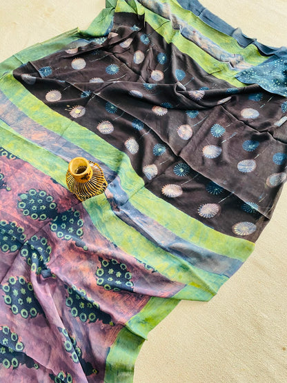 Natural Hand Block Printed Georgette Sarees Wholesale