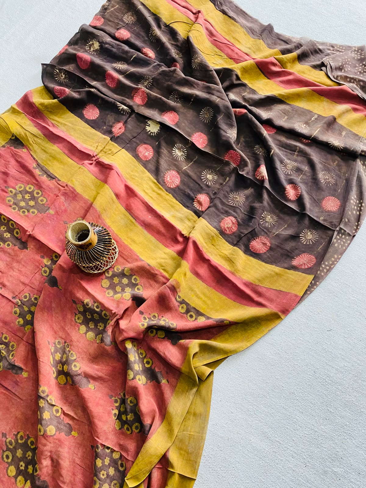 Natural Hand Block Printed Georgette Sarees Wholesale