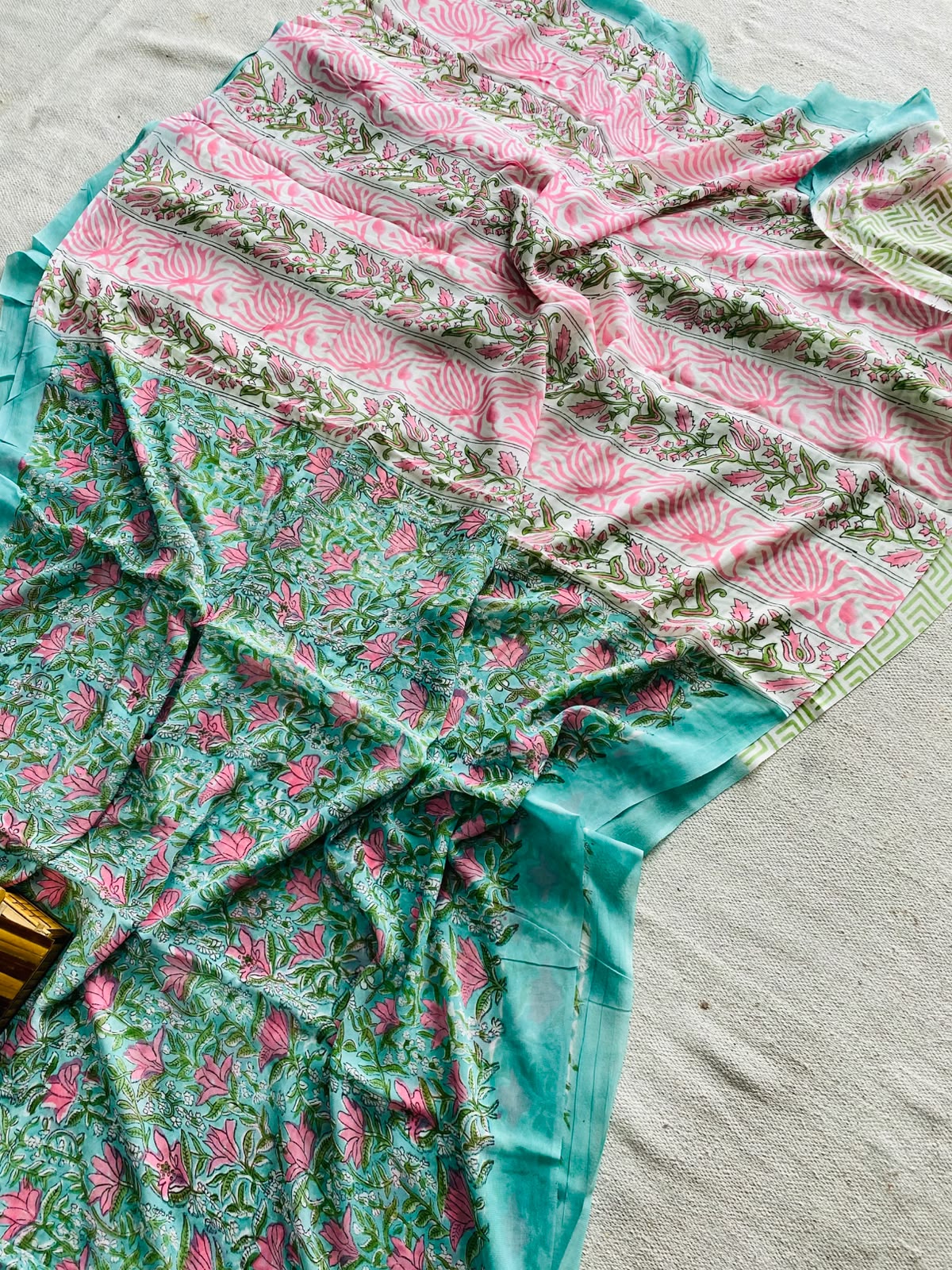 Natural Hand Block Printed Georgette Sarees Wholesale