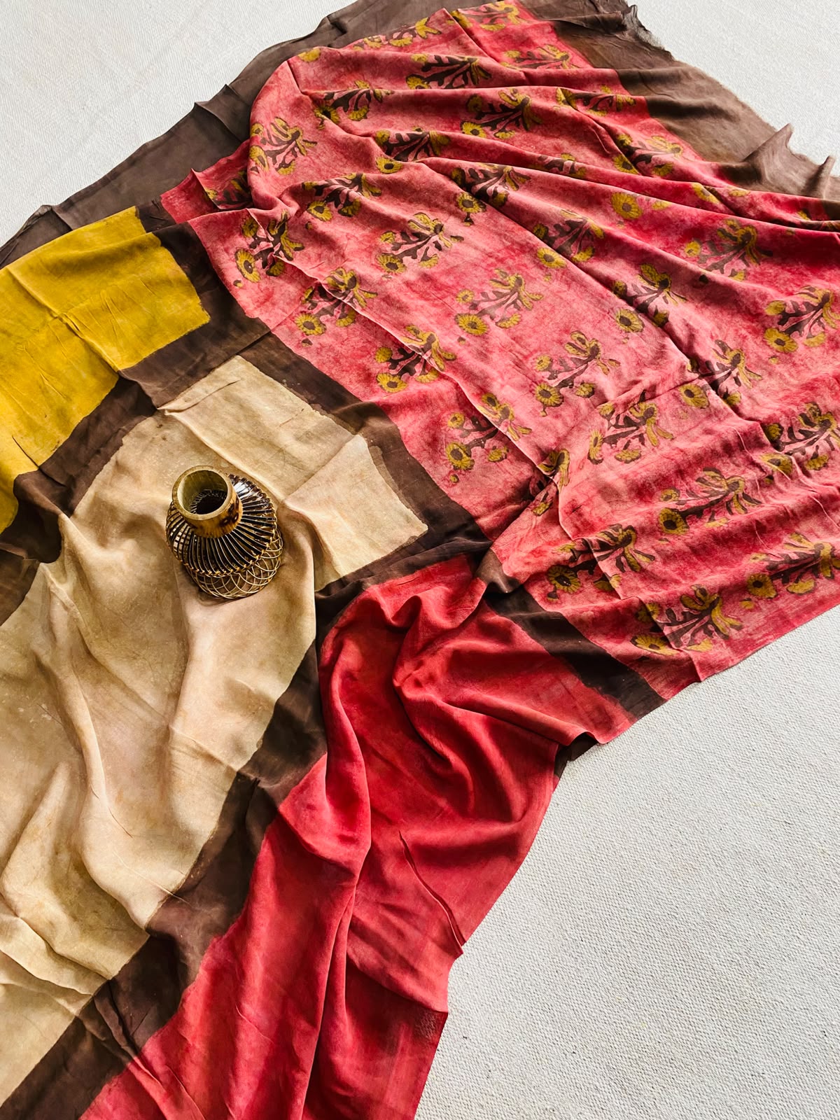 Natural Hand Block Printed Georgette Sarees Wholesale
