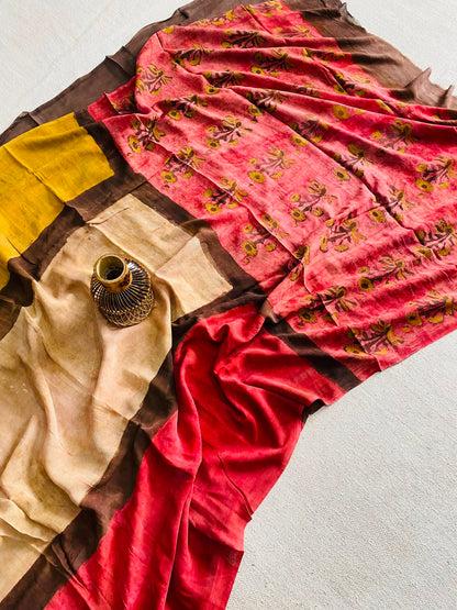 Natural Hand Block Printed Georgette Sarees Wholesale