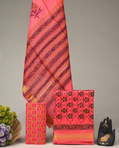 Maheshwari Silk Dress Material Wholesale | Handblock Printed Suit Sets by Fabtexs