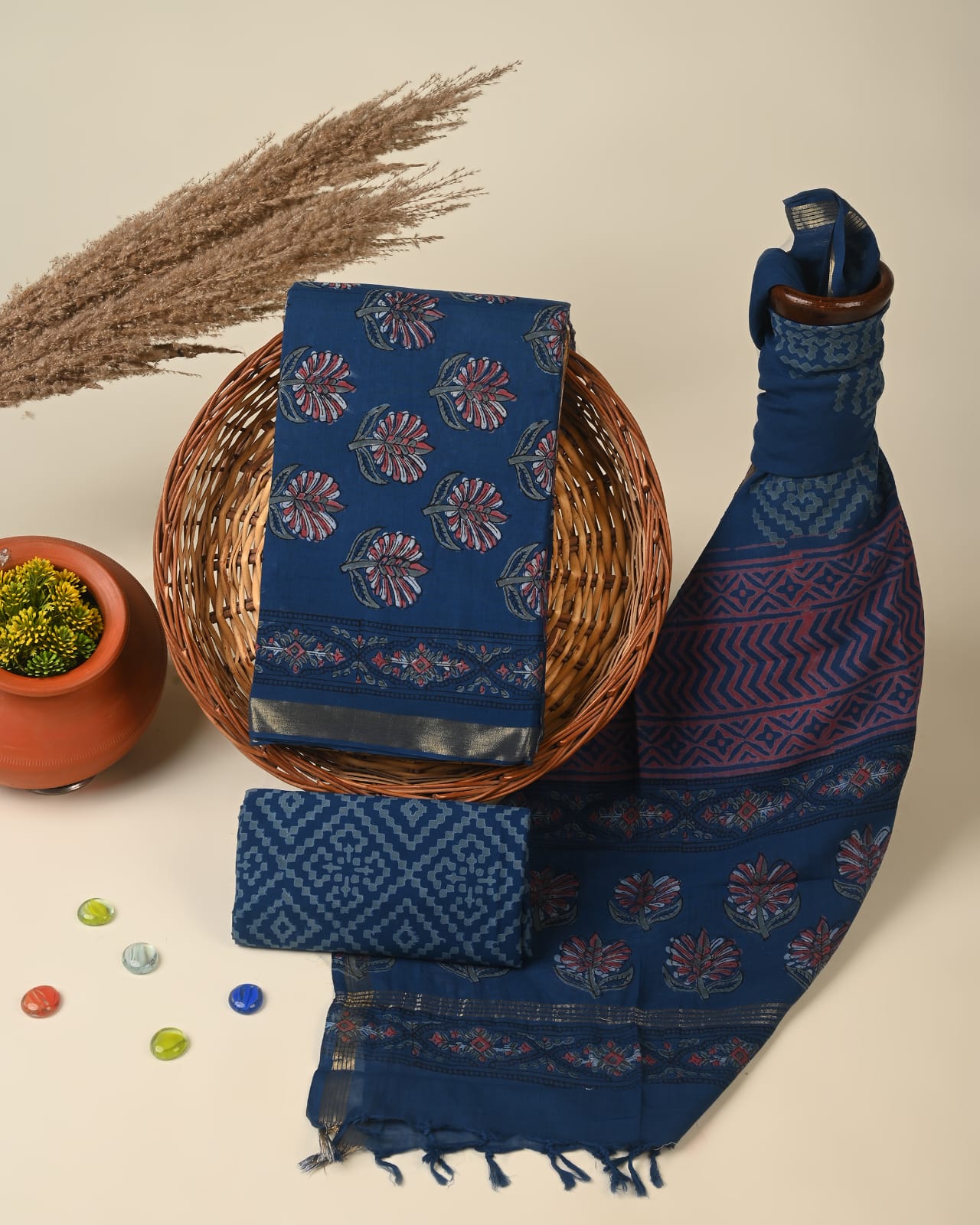 Cotton Chanderi dress material