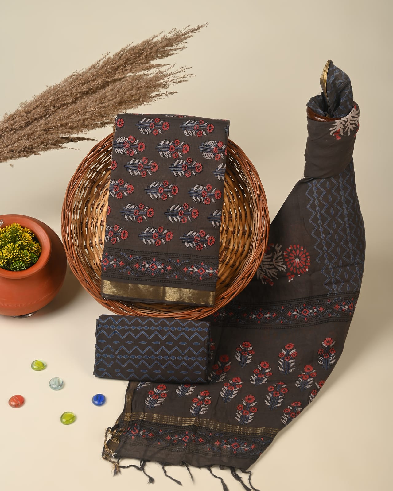 Cotton Chanderi dress material