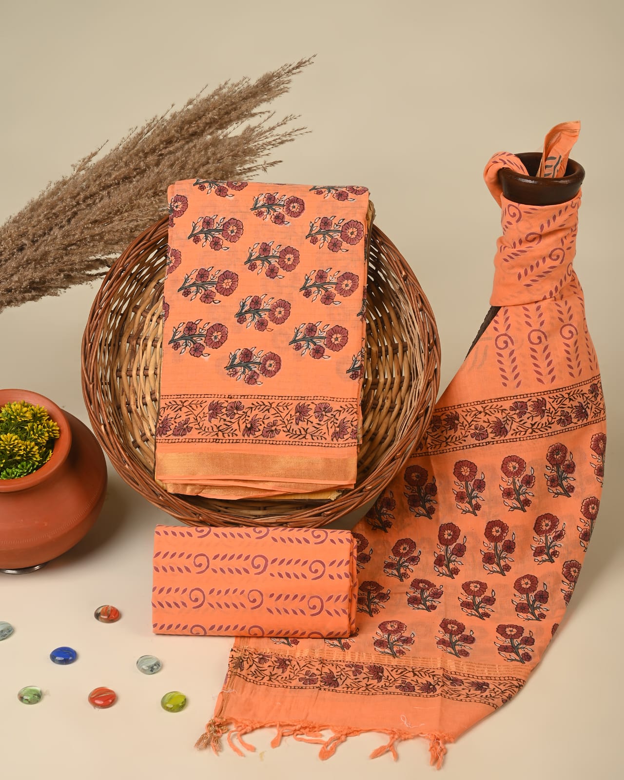 Cotton Chanderi dress material