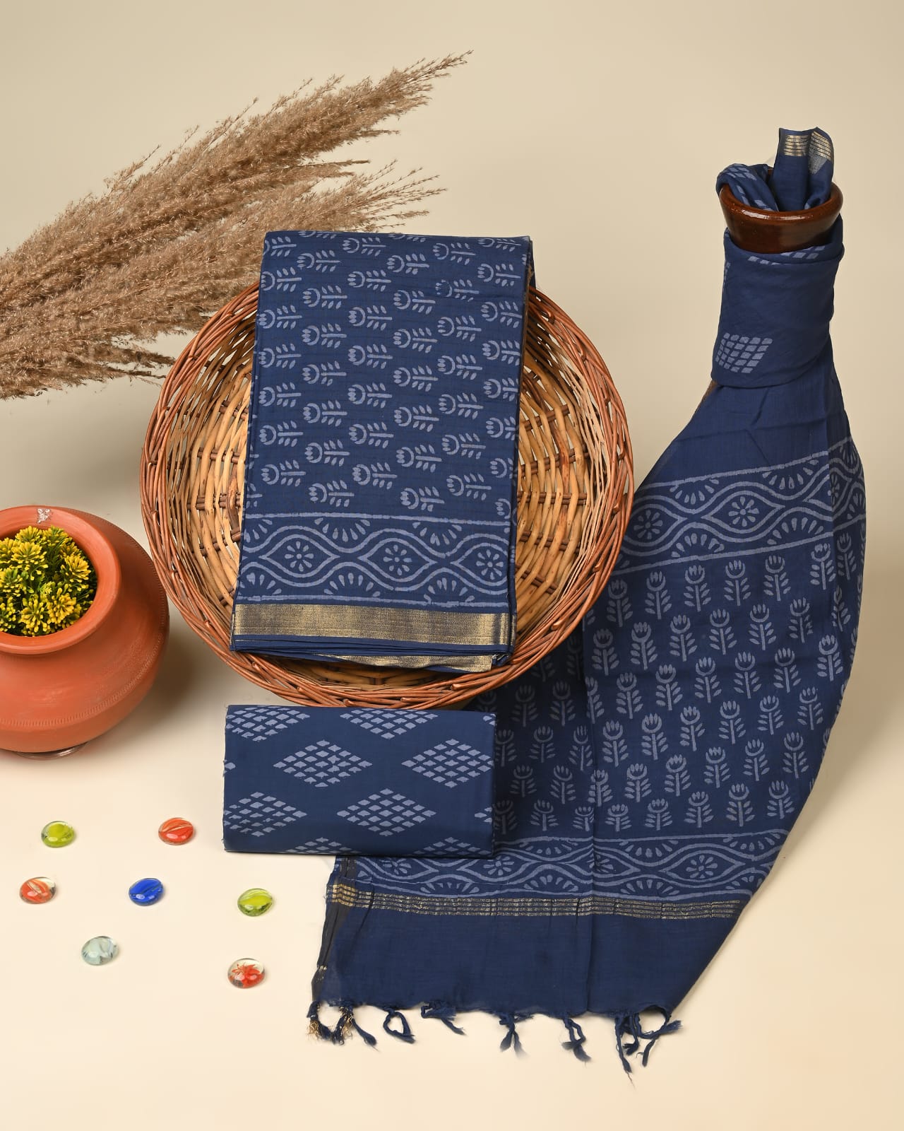 Cotton Chanderi dress material