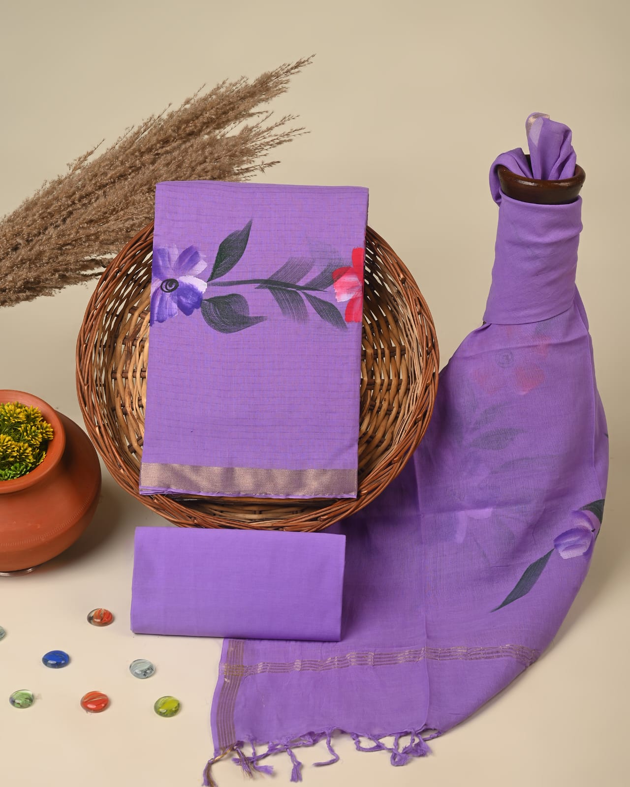 Cotton Chanderi dress material