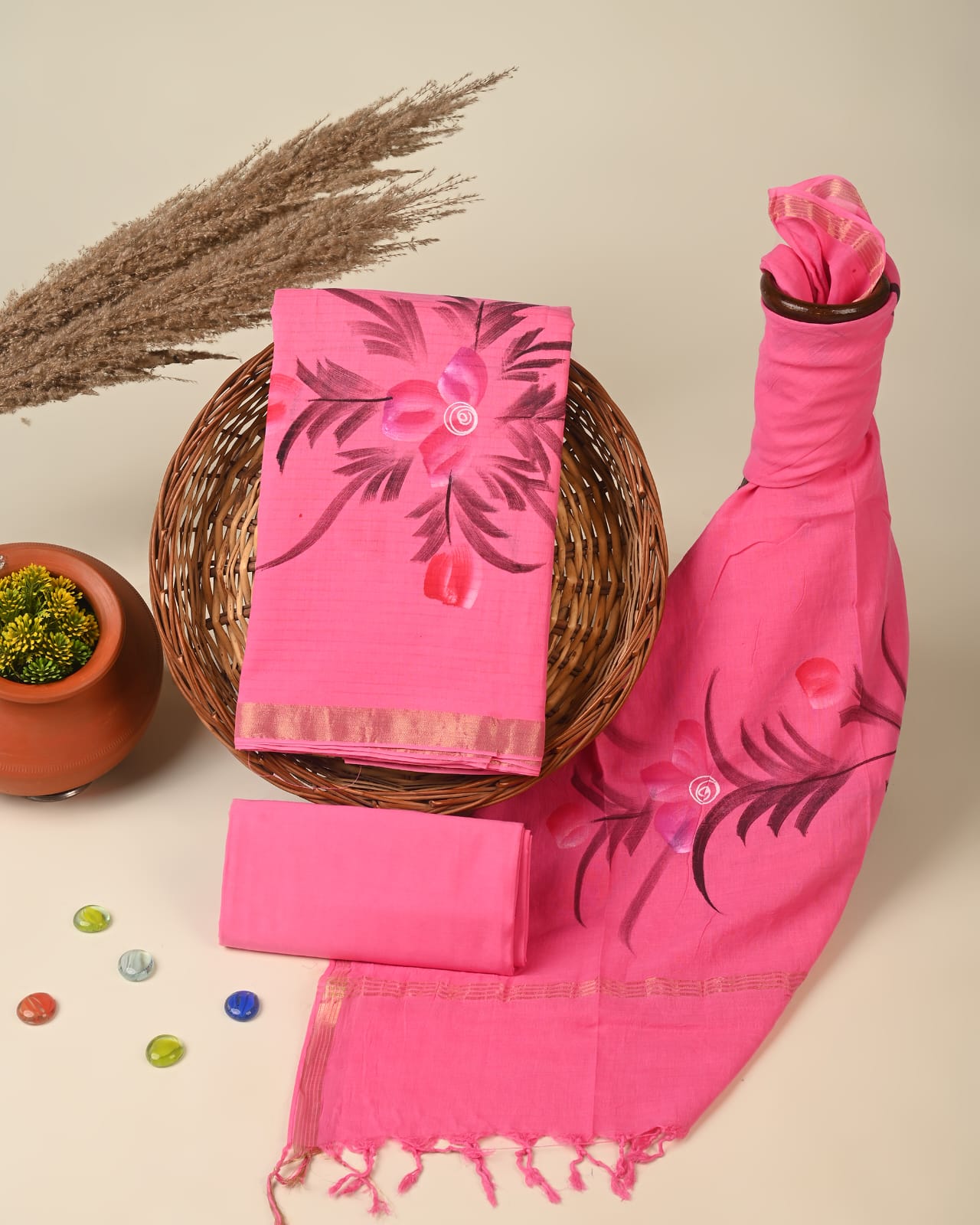 Cotton Chanderi dress material