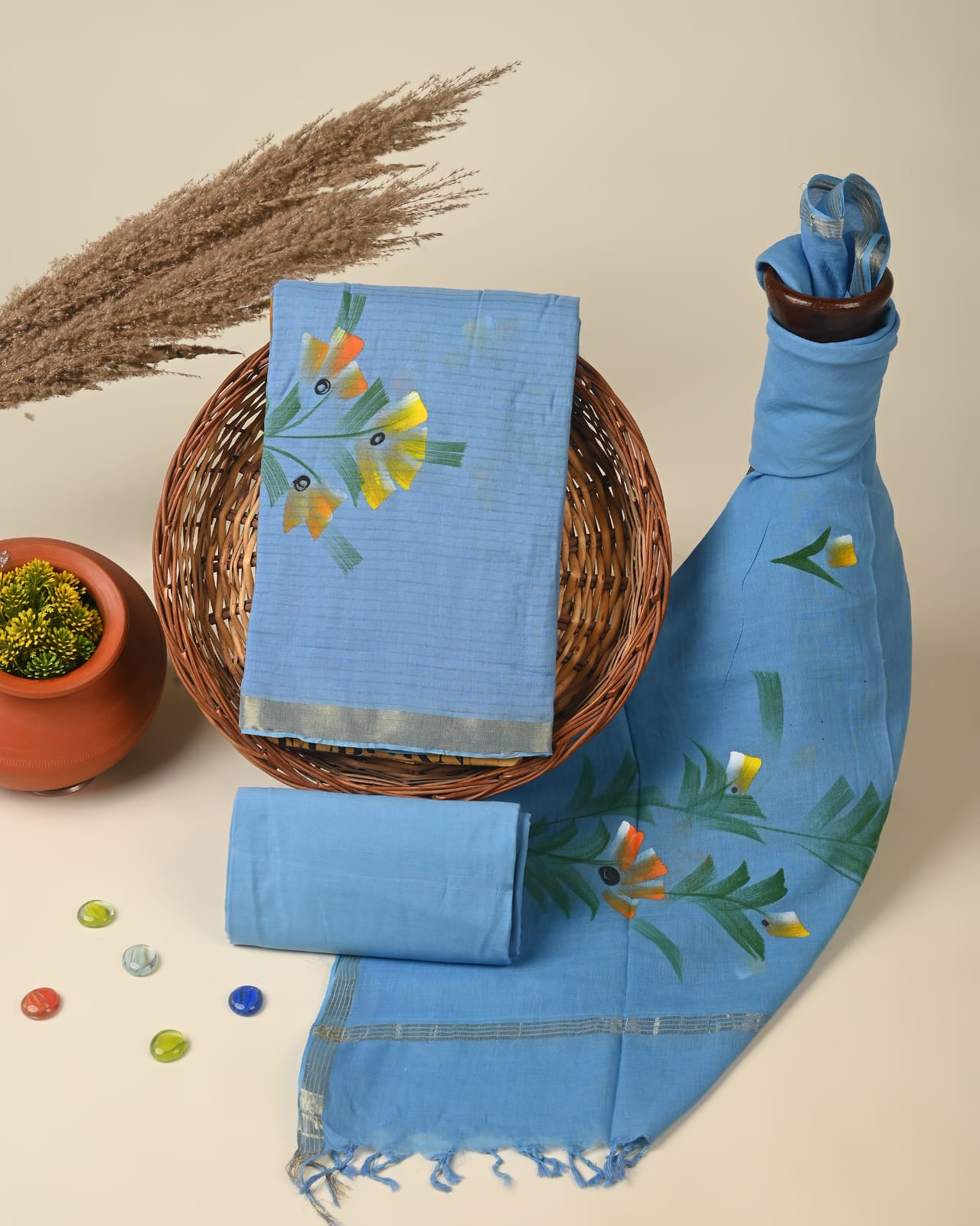 Cotton Chanderi dress material