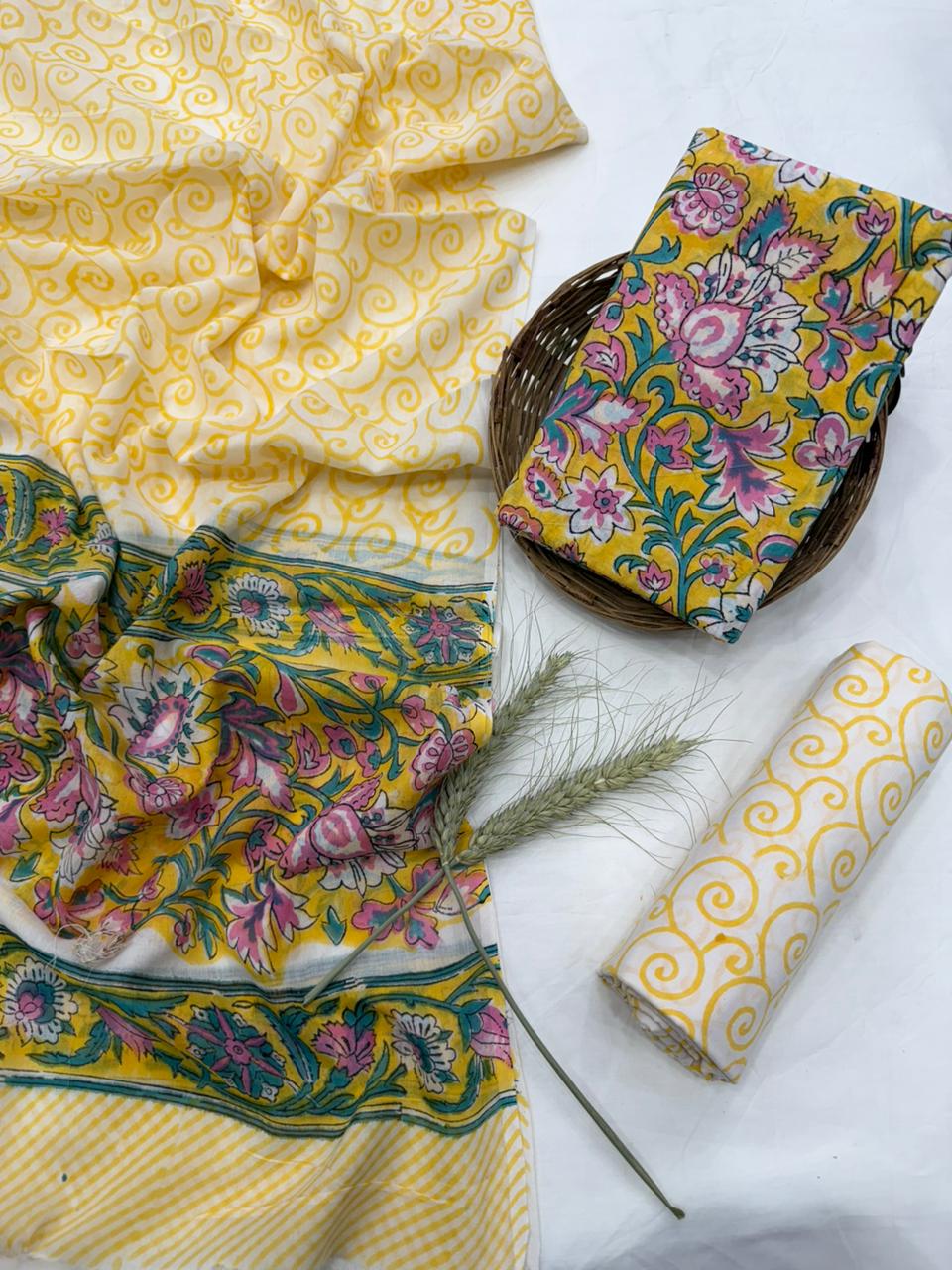 Mulmul Cotton Dress Material Wholesale – Lightweight Handblock Suits