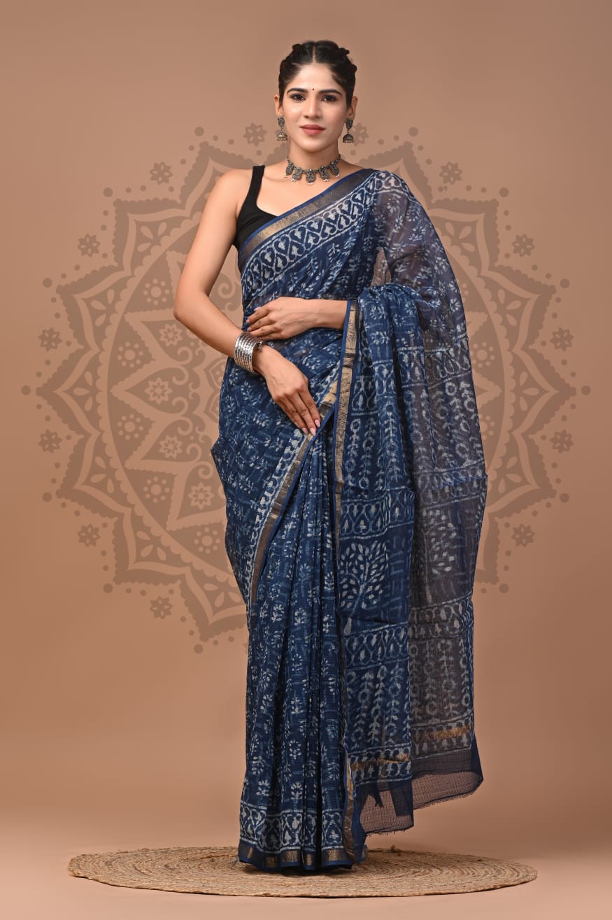 Kota Doria Cotton Sarees Wholesale – Handblock Printed Lightweight Kota Sarees