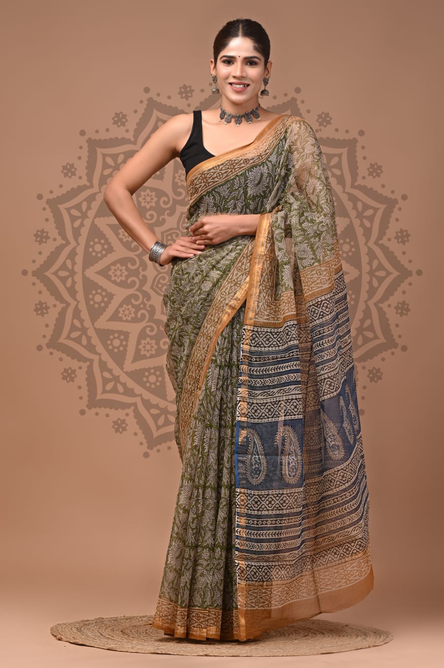 Kota Doria Cotton Handblock Printed Sarees Wholesale – Lightweight Kota Sarees