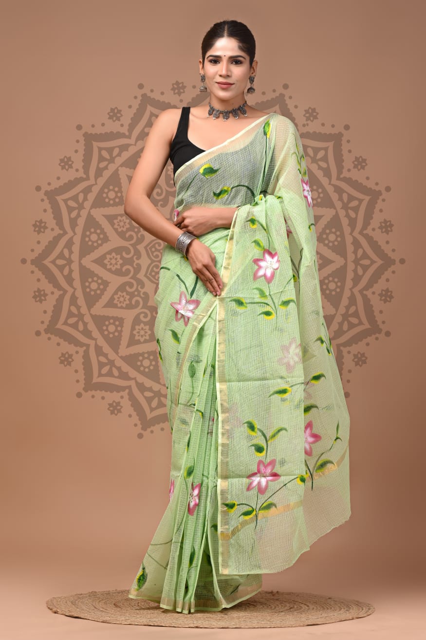 Kota Doria Cotton Handblock Printed Sarees Wholesale – Lightweight Kota Sarees