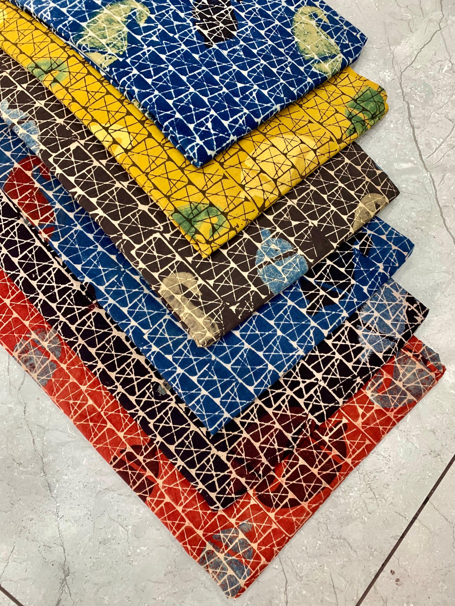 Ajrakh pure cotton handblock printed fabric with traditional butta motifs in artisan style