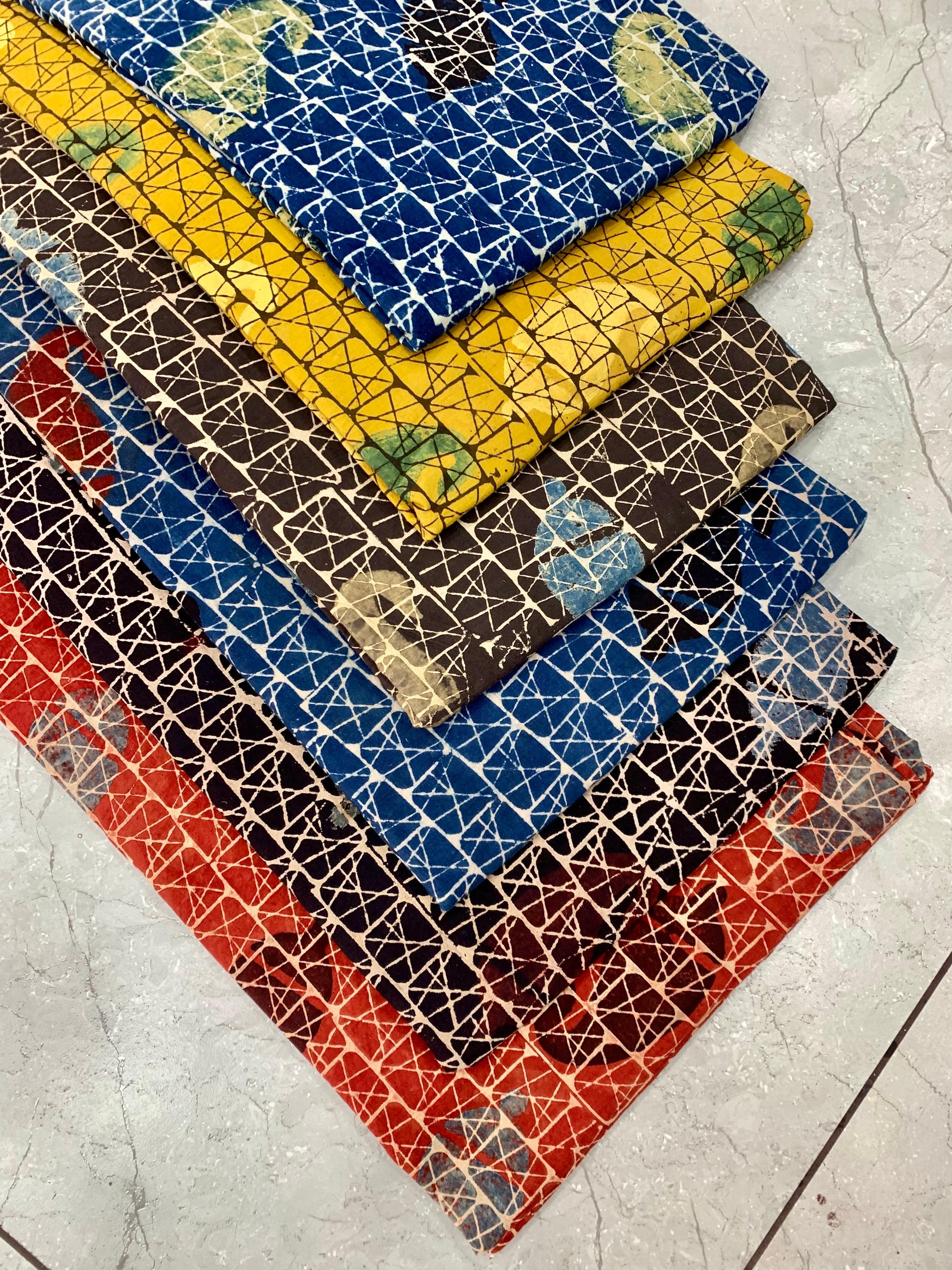 Ajrakh pure cotton handblock printed fabric with traditional butta motifs in artisan style