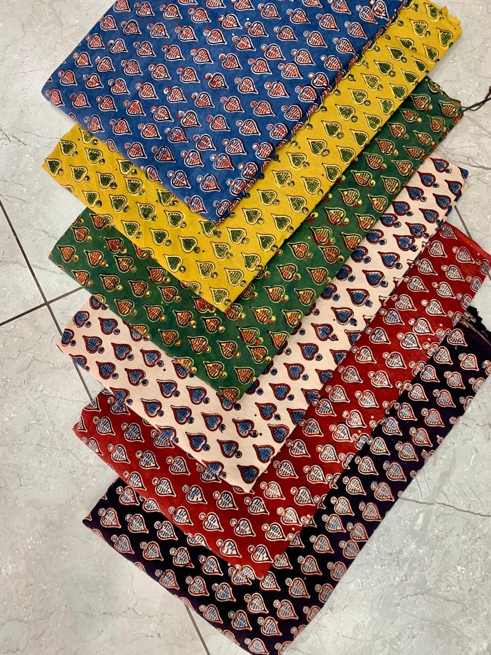 Multi-butti Ajrakh handblock printed natural-dyed cotton fabric for wholesale boutiques and designers – Fabtexs