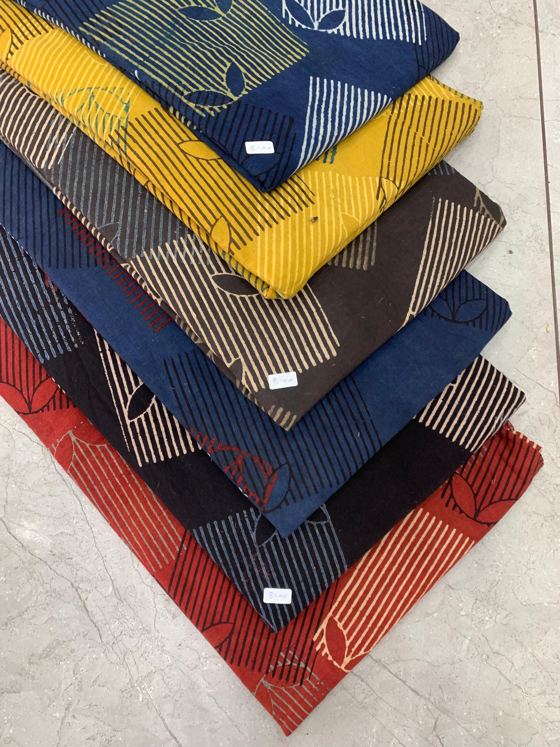 Ajrakh pure cotton handblock printed fabric with circular geometric motifs in traditional layout