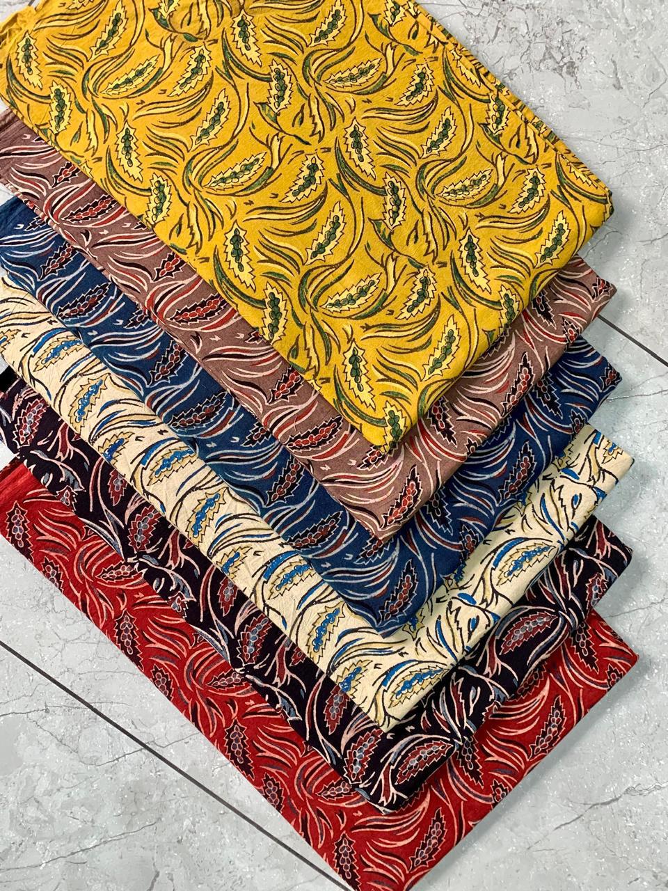 Vibrant colour Ajrakh handblock printed cotton fabric wholesale, naturally dyed and handcrafted by Fabtexs artisans