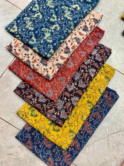 Ajrakh pure cotton handblock printed fabric in cream base with multicolour square geometric pattern