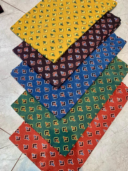 Ajrakh geometrical handblock printed pure cotton fabric – wholesale artisan-made indigo textile by Fabtexs
