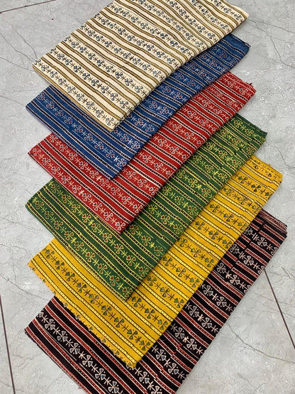 Ajrakh pure cotton handblock printed fabric in indigo blue with traditional geometric design