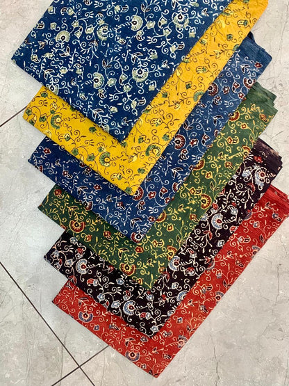 Ajrakh pure cotton handblock printed fabric in indigo tones with traditional geometric motifs