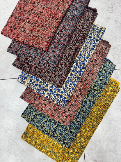 Ajrakh handblock printed pure cotton fabric in traditional jaal pattern, artisan-dyed for wholesale buyers at Fabtexs.