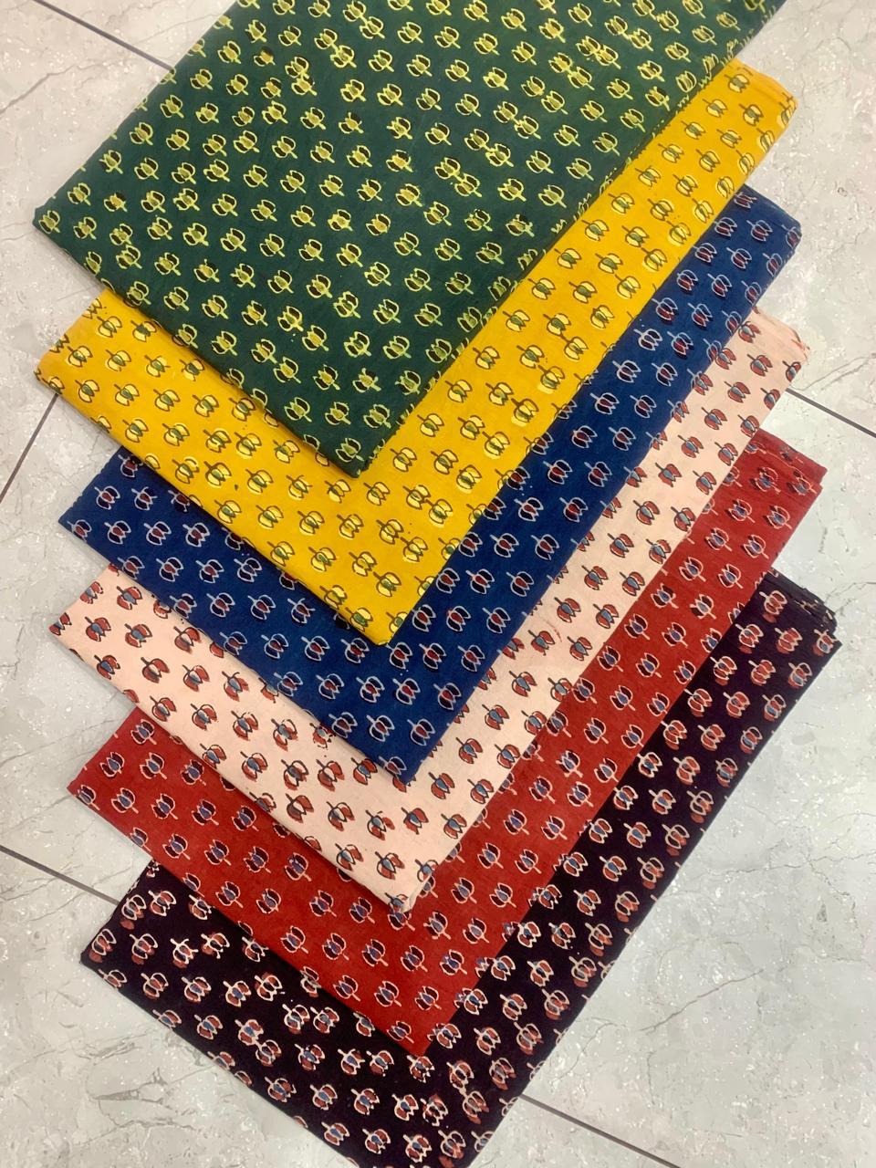 Lotus motif multicolor Ajrakh handblock printed cotton fabric – eco-friendly wholesale fabric by Fabtexs