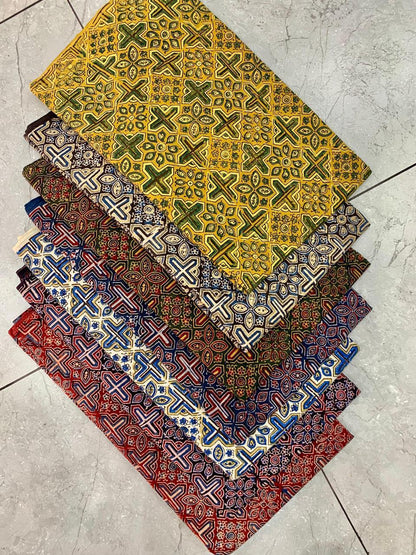 Maroon Jaal Ajrakh Handblock Printed Pure Cotton Wholesale Fabric – Natural Dye Artisan-Made Textile by Fabtexs