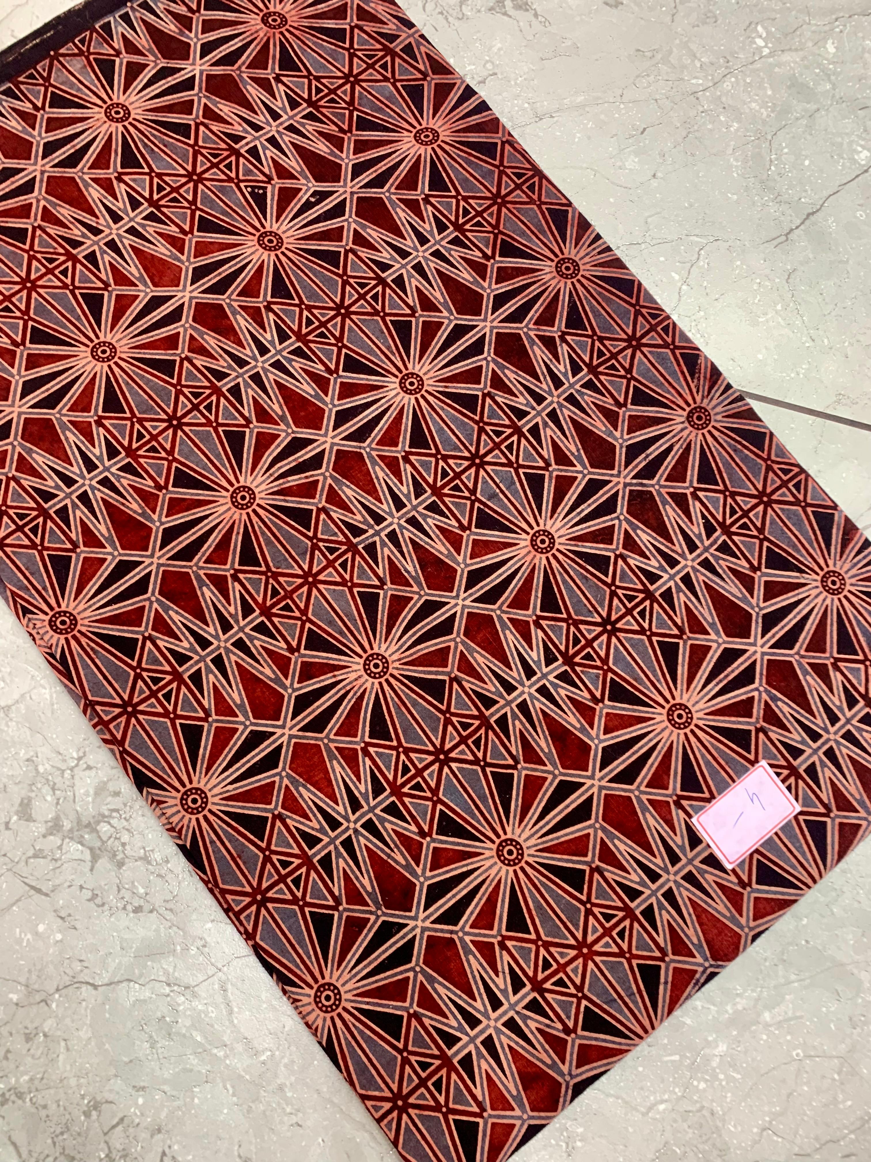 Maroon–red Ajrakh handblock printed pure cotton wholesale fabric featuring dual-tone artisan patterns by Fabtexs.